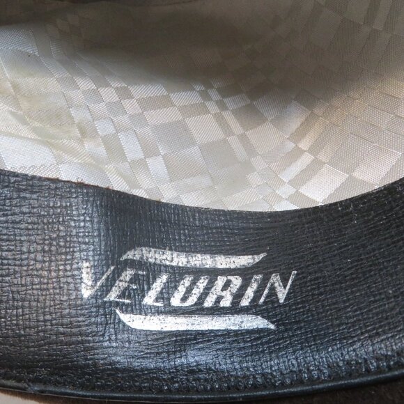 Biltmore Velurin Dark Brown Leather Fedora Hat Mens 7 1/8 Vintage Brim USA - Picture 11 of 12